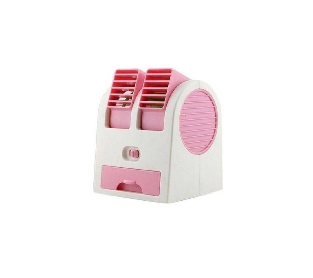 Mini USB Double Fan Air Cooler - Pink and White