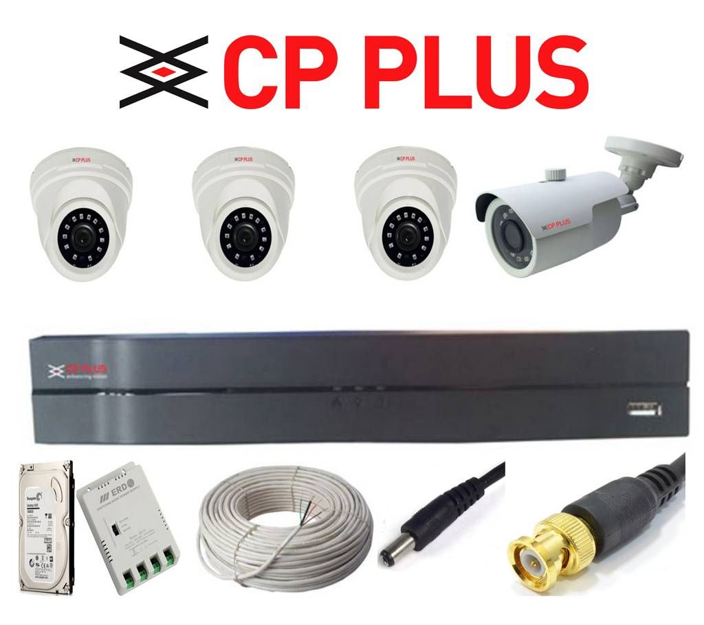 CP PLUS CCTV security Camera System - 4 Pcs - With 10 Days Recording DVR