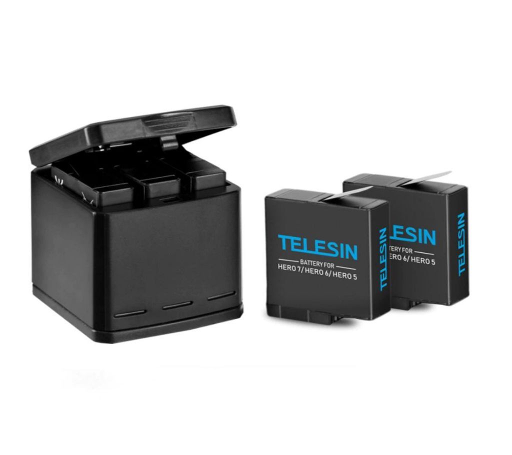 TELESIN 3-way Battery Charger and 2 Batteries Kit, Charging Storage Box with Replacement Battery for GoPro Hero 7 Black Hero 5 6