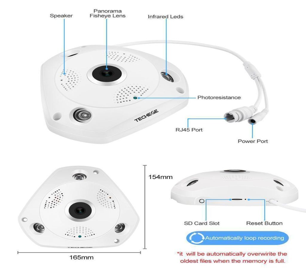 JOOAN BRAND 360 Degree HD Wireless Fisheye Panoramic IP Camera 2MP