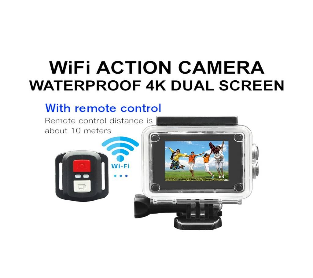 Action Camera Wi-Fi 4K Dual Screen Waterproof