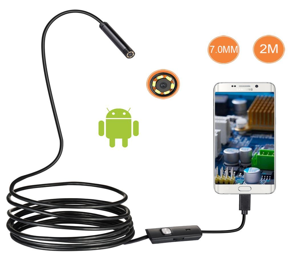 7mm Lens Android OTG USB Endoscope Camera 2M 