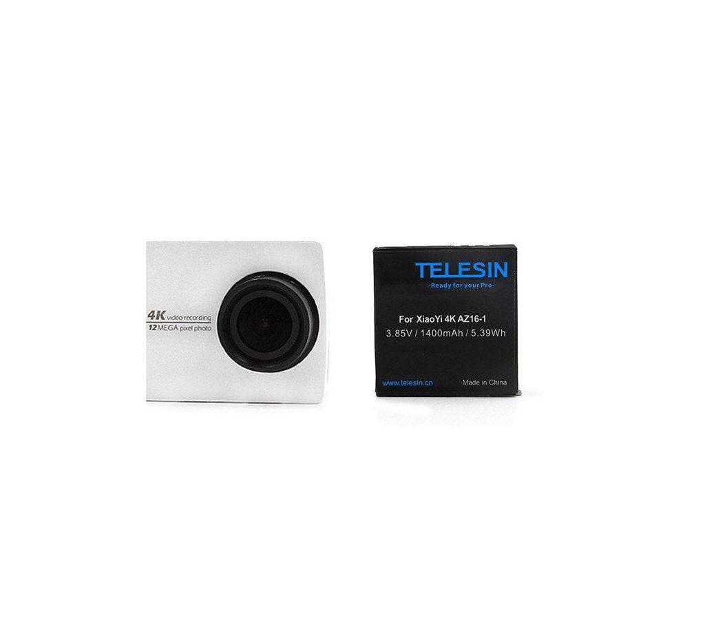 TELESIN 2pcs 3.85V 1400mAh Li-ion Battery with Dual Charger for Xiaomi Yi 4K 4K+ Sport Camera