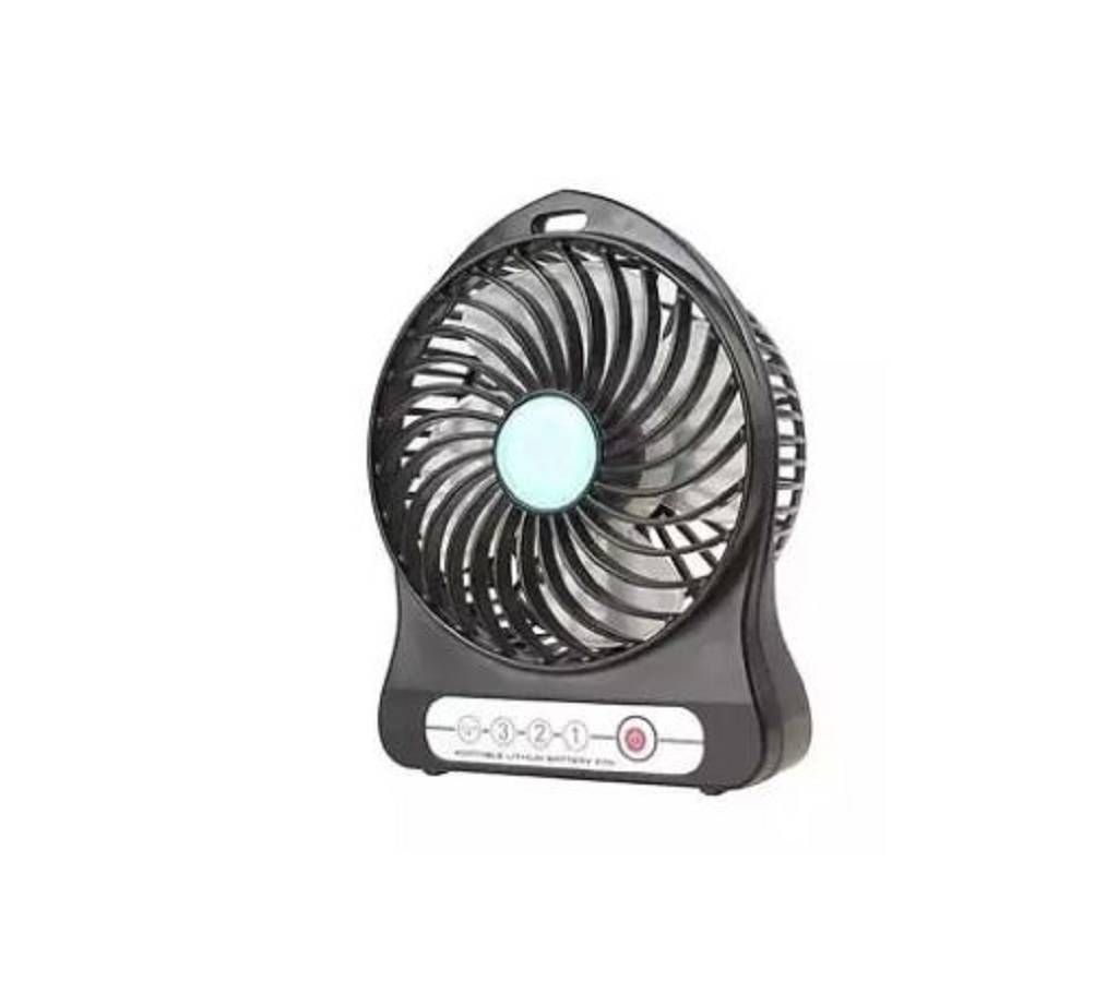 LS-F95 Mini USB Rechargeable Fan with Power Bank - Black