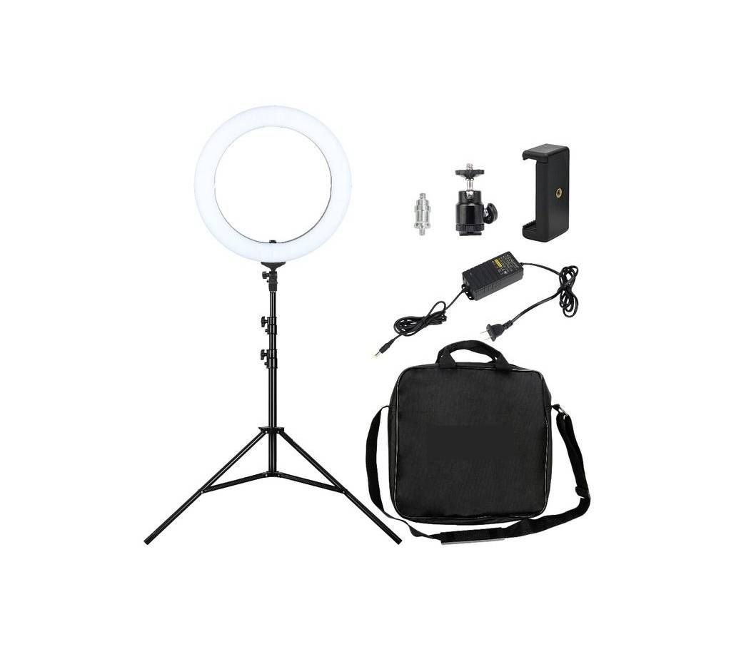 18-Inch Premium Quality LED Ring Light 50W 3200-5500K White Color & Temperature Control Full Set With Stand And Carry Bag