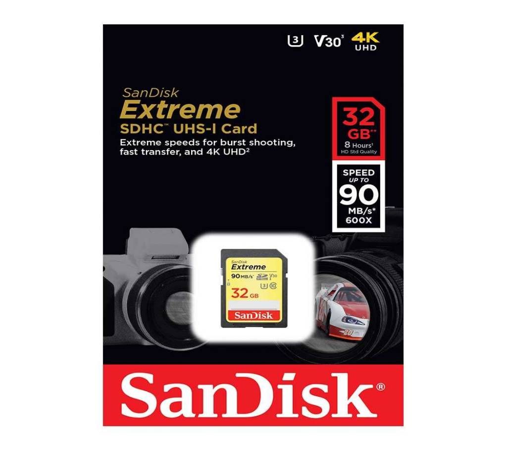 SanDisk Extreme SDHC UHS-I 32GB Class 10 Memory Card