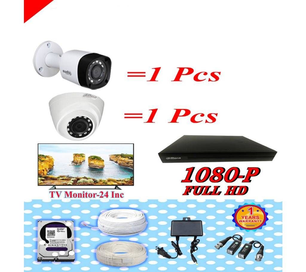 DAHUA 2 CC CAMERA PAKAGE + LED TV MONITOR 24 PKGDAH-102
