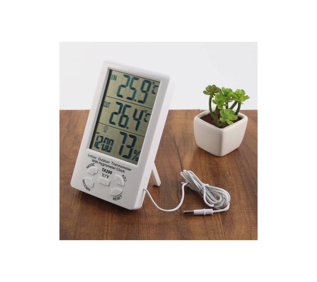 Indoor Outdoor Thermometer With Hygrometer Clock