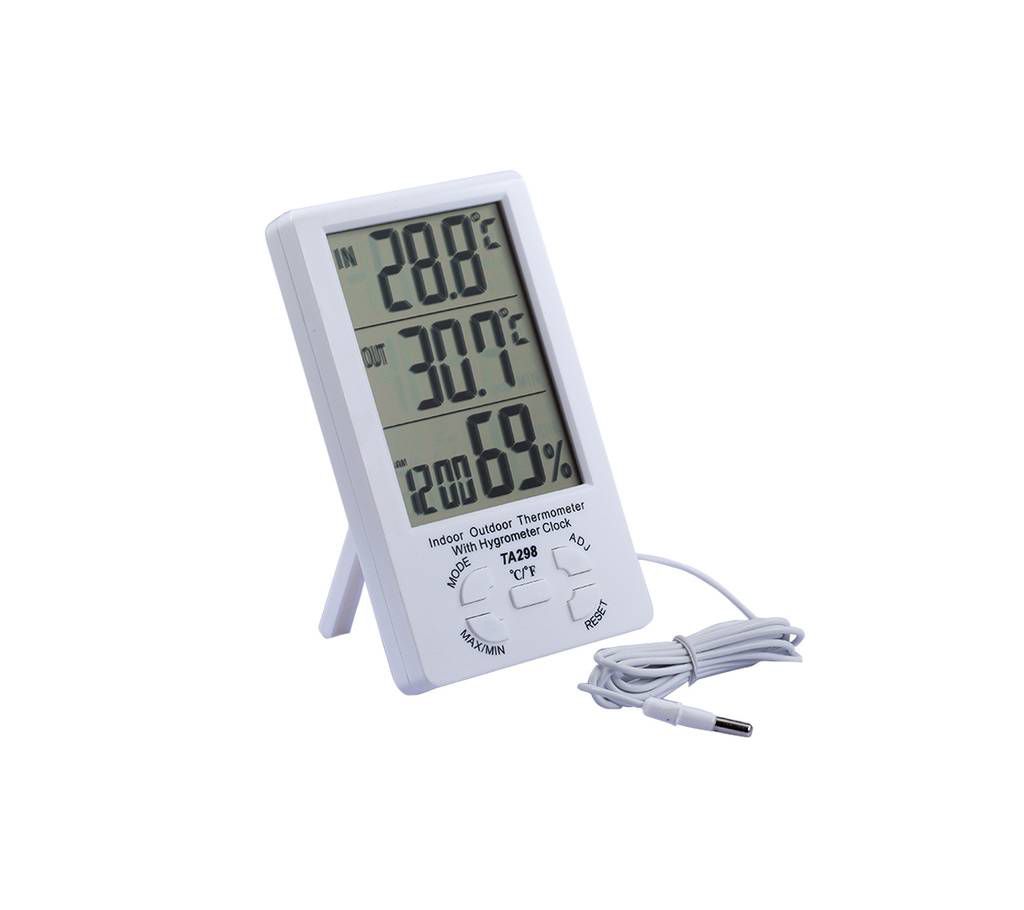 Indoor outdoor thermometer With clock hygrometer display TA298