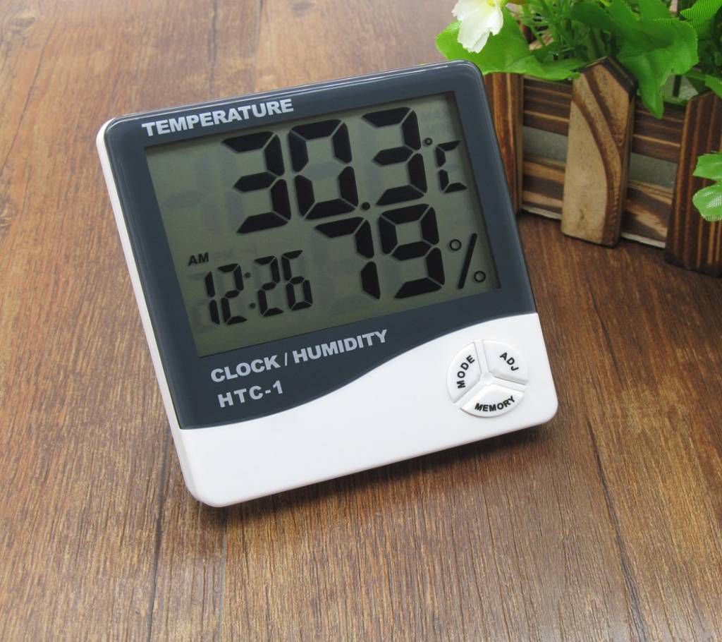 HTC-1 Indoor LCD Digital Temperature Humidity Meter Thermometer With Alarm Clock