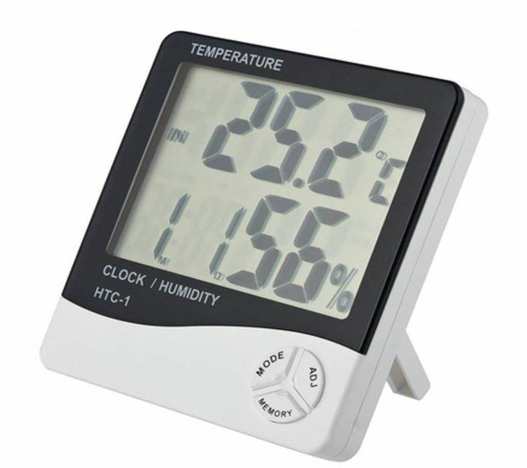 HTC-1 Indoor LCD Digital Temperature Humidity Meter Thermometer With Alarm Clock