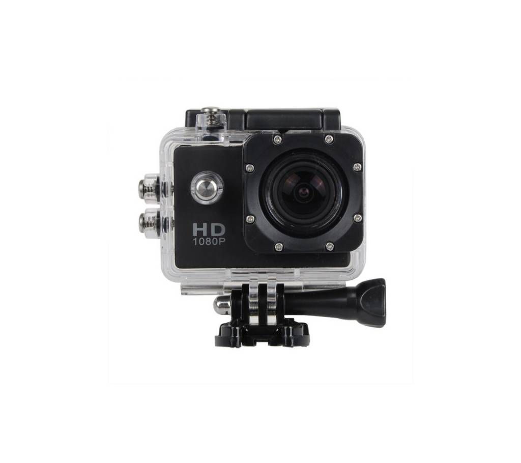 Full HD 1080P Sports Action Camera 12MP - Black