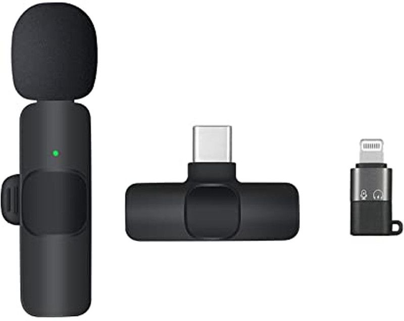 K8 Wireless Plug and Play Type C Collar Mic Supported Android IPhone Microphone Black Edition with Expansion Pack Only  (Code in the Box - for Switch)