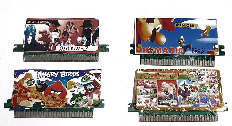 PTCMart tv game 8bit cassettes aladdin 3; angry birds; 64 in 1; dr mario bros; Gaming Accessory Kit  (Mullticolour, For Wii)
