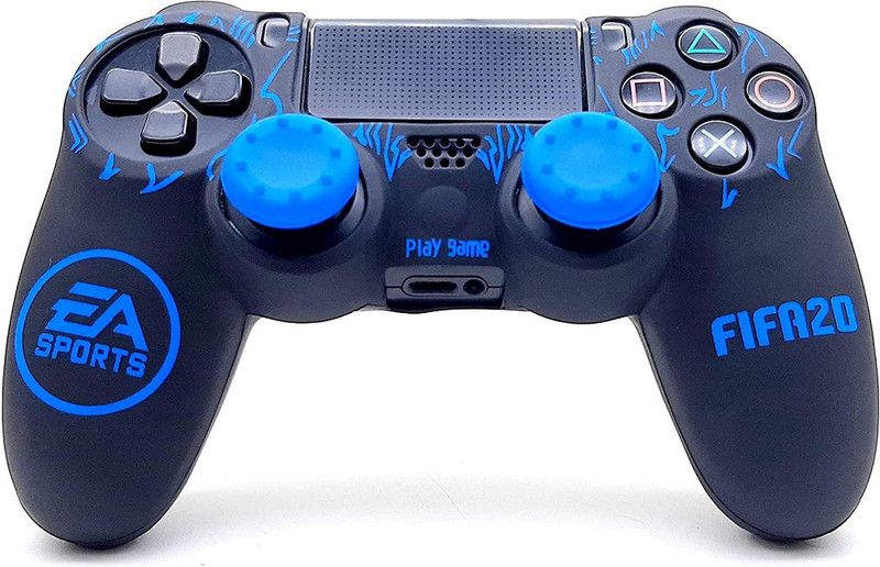 TMG Ps4 Fifa 20 Theme Silicone Protective Skin Case Cover for PS4 Controller High Quality Protective Silicone Cover Case Sleeve Anti Slip Cover Gaming Accessory Kit  (Black, Blue, For PS4)