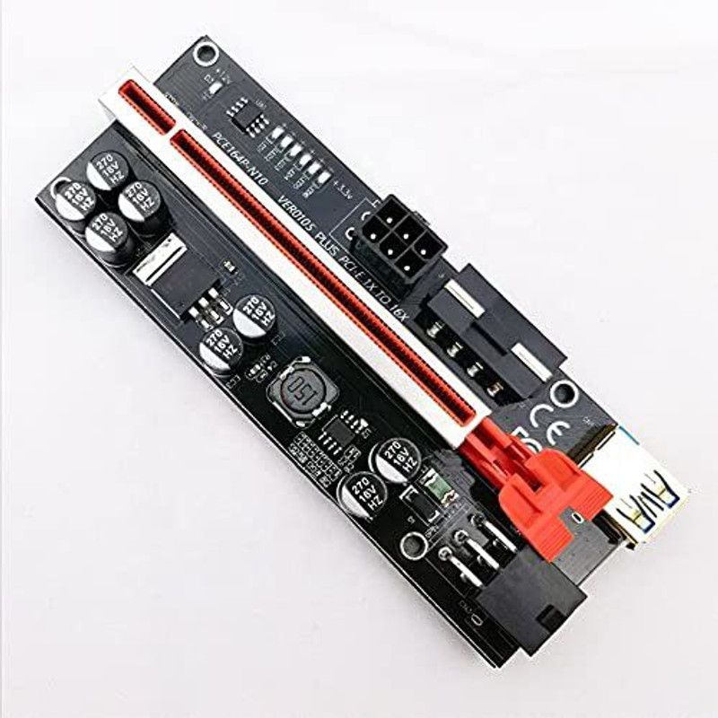 Tobo NVIDIA ER010S Plus USB 3.0 PCI-E Riser VER 010S Plus Express 1X to 16X Extender Pcie Riser Adapter Card SATA 6 LED Light 1 GB DDR2 Graphics Card  (Black)