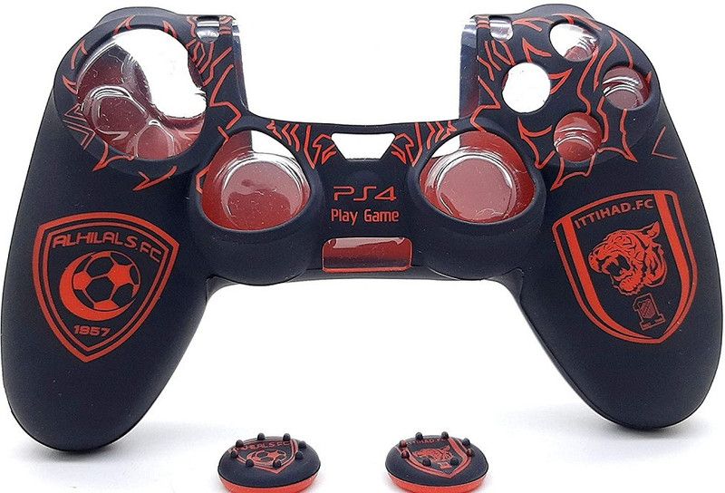 TMG Silicone Protective Skin Case Cover for PS4 Controller High Quality Protective Silicone Cover Case Sleeve Anti Slip Cover ALH Red + Black with 2 PC with Matching Thumb Grips Gaming Accessory Kit  (Black + Red, For PS4)