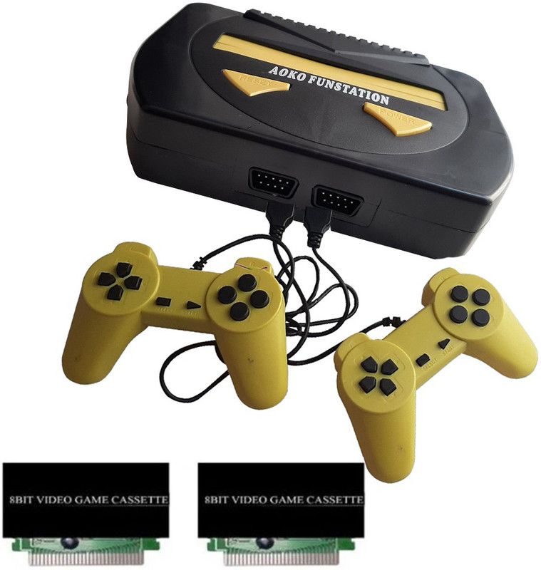 PTCMart Fun station victor 8Bit Game Console with 2 cassettes in-built game etc. NA GB with in-built games with 2 cassettes  (Multicolor)