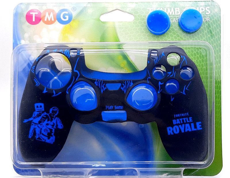 TMG Ps4 FORTNITE Theme Silicone Protective Skin Case Cover for PS4 Controller High Quality Protective Silicone Cover Case Sleeve Anti Slip Cover(Blue) Gaming Accessory Kit  (Black, Blue, For PS4)