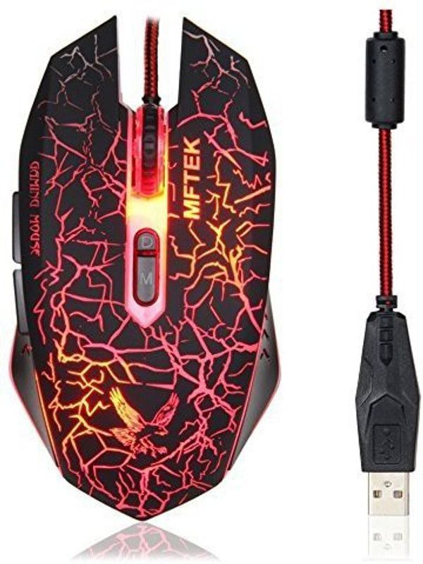 gamerax MFTEK Tag 1 2000 dpi LED Backlit Wired Gaming Mouse with Unbreakable ABS Body (Black) Wired Optical Gaming Mouse  (USB 3.0, Black)