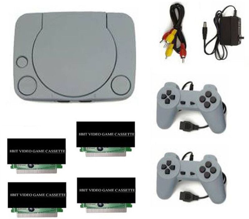PTCMart TV Classic 8bit video game console & inbuilt games with 4 cassettes etc.. NA GB with in-built games with 4 cassettes  (Multicolor)