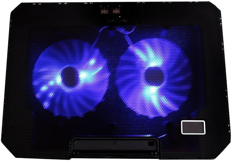 MDB SYS89 USB Powered Laptop Cooling Pad with Dual Fan, Dual USB Port and Blue LED Lights 2 Fan Cooling Pad  (Black)