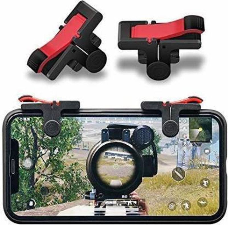 Lowfe PUBG Shooter Controller Gaming Trigger Fire Free Button Handle for IOS Android SmartPhone Wireless Gaming D9 Trigger Controller for Mobile Smartphones Aim Key Gaming Accessory Kit  (Red, For Android, iOS)