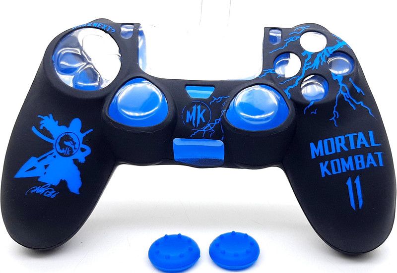 TMG Ps4 MK4 Theme Silicone Protective Skin Case Cover for PS4 Controller High Quality Protective Silicone Cover Case Sleeve Anti Slip Cover (Blue) Gaming Accessory Kit  (Black + Blue, For PS4)