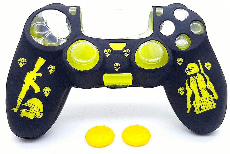 TMG Ps4 PUBG Theme Silicone Protective Skin Case Cover for PS4 Controller High Quality Protective Silicone Cover Case Sleeve Anti Slip Cover (Yellow) Gaming Accessory Kit  (Black , Yellow, For PS4)