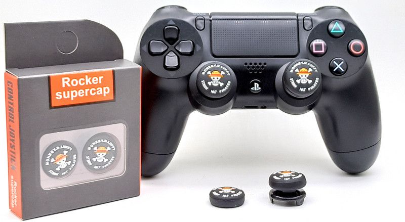 TMG Monkey D. Luffy (Pirates) Theme Analog Controller Thumbgrips Rocker Supercap FPS Extenders Control-Joystick Cap Thumb Grips for PS4, (Play Station 4)Black Gaming Accessory Kit  (Black&White, For PS4)