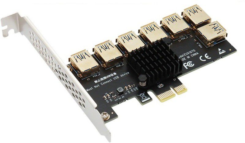 microware NVIDIA PCI-E 1 to 7 Riser Card Riser Heat Sink Converter for Video Card BTC Mining 1 GB GDDR6X Graphics Card