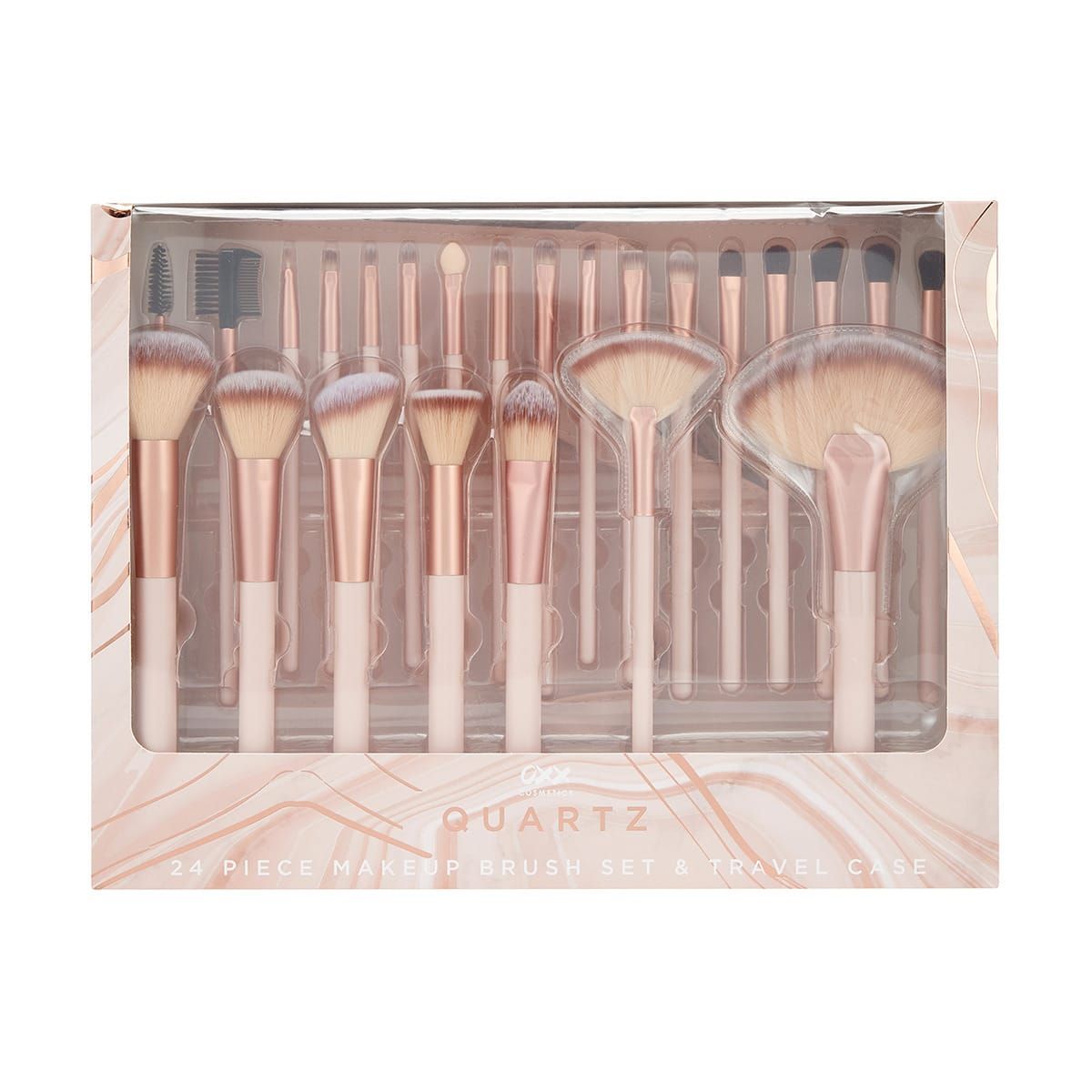 OXX Cosmetics 24 Piece Makeup Brush Set & Travel Case - Quartz