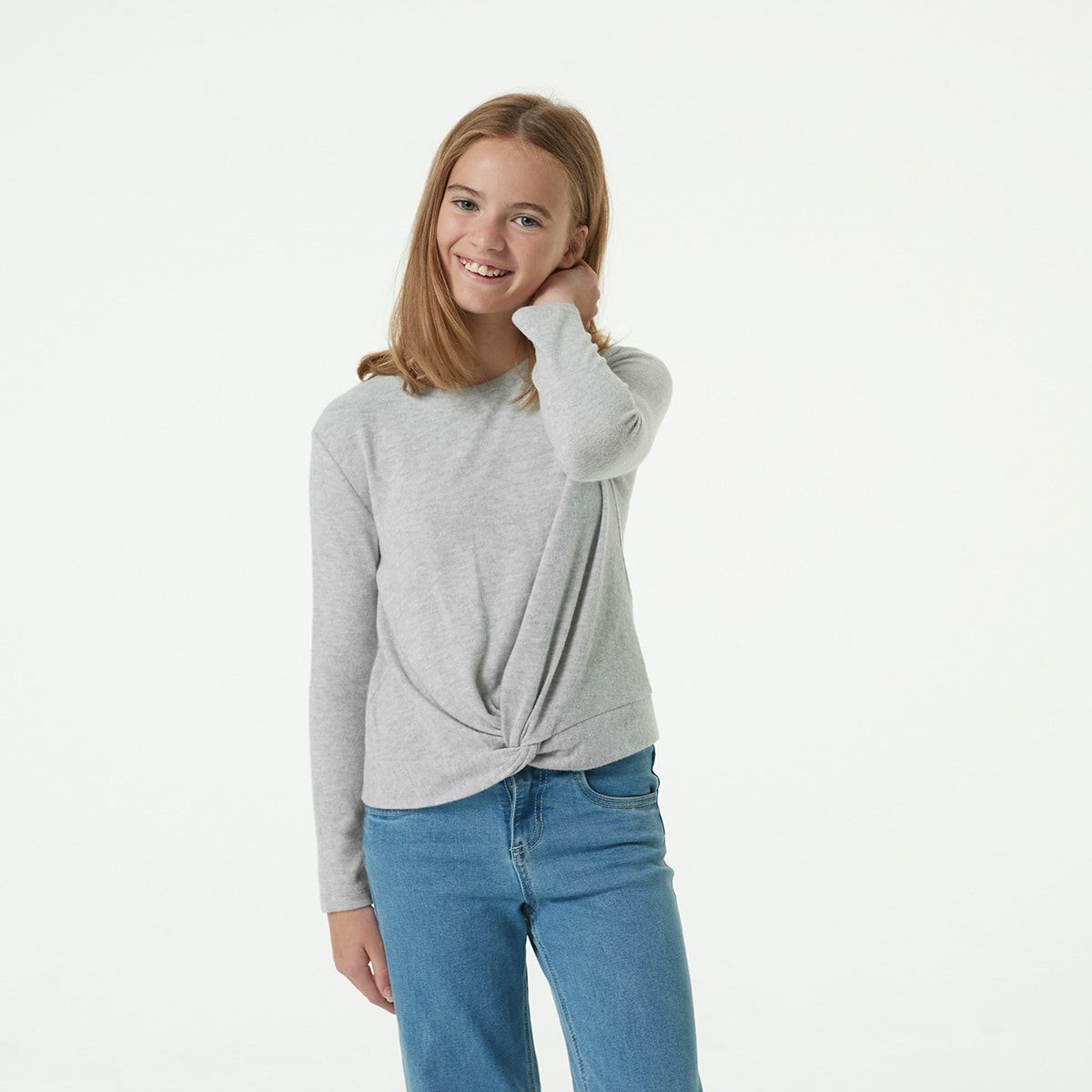 Long Sleeve Twist Front Hacci Top