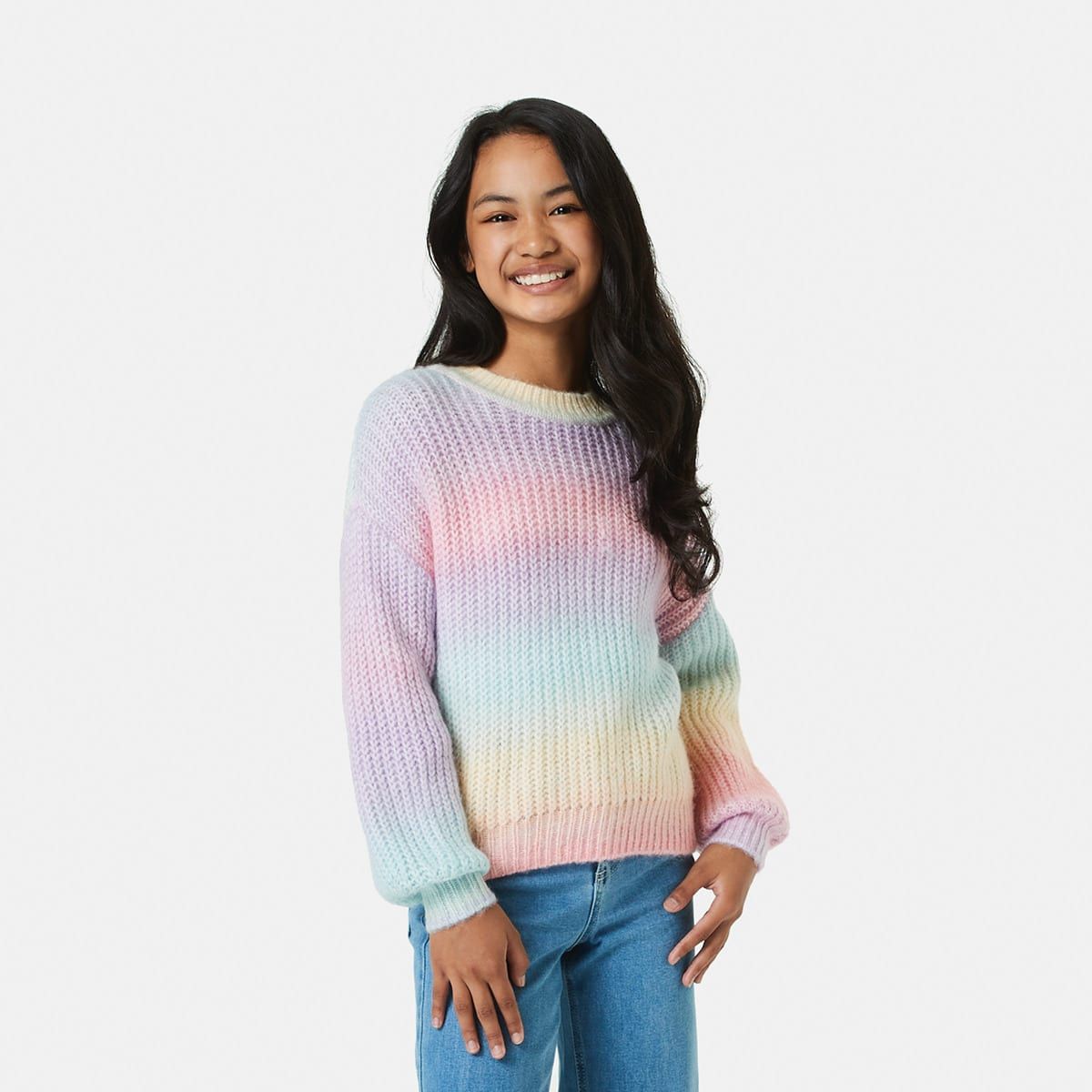 Crew Neck Rainbow Knit Jumper