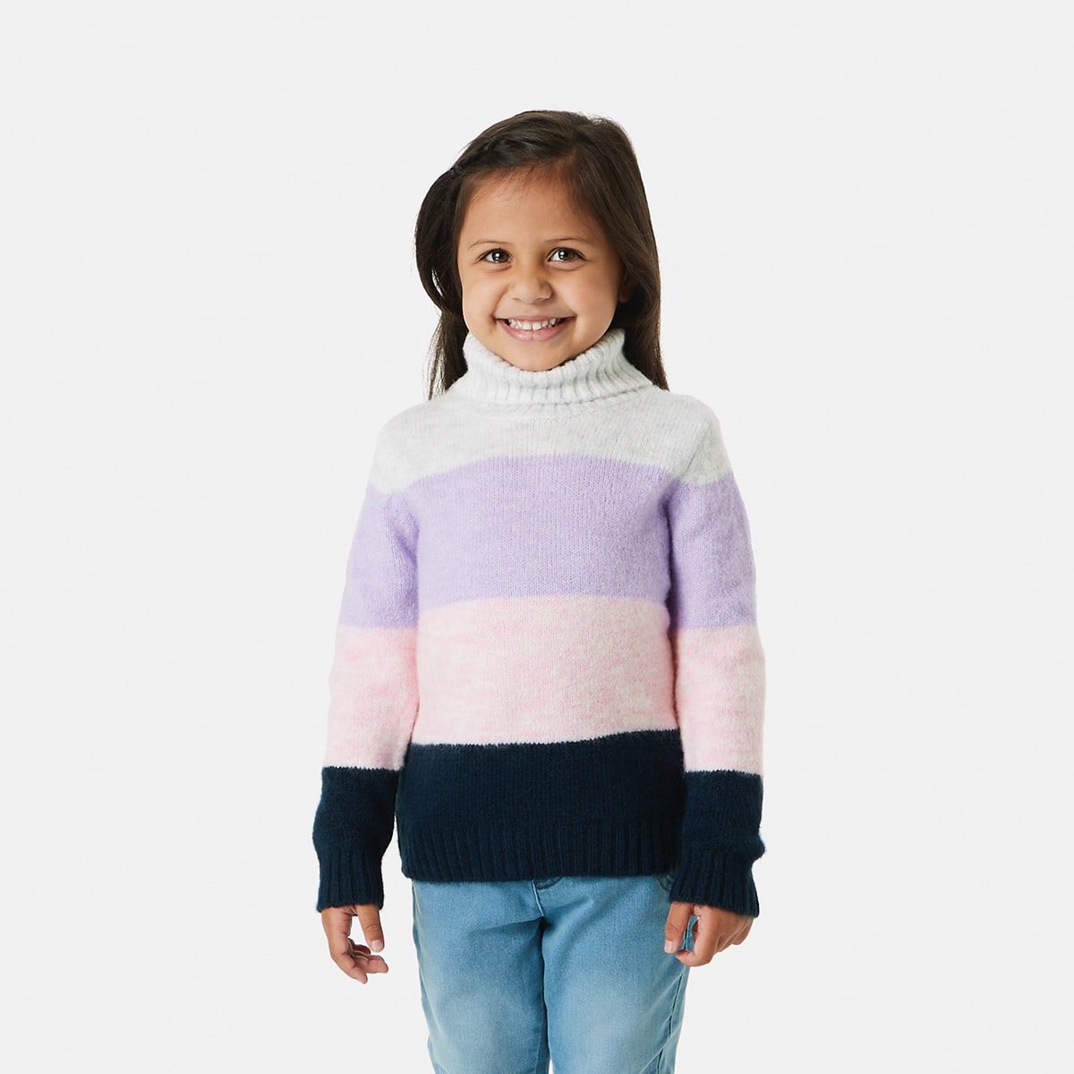 Colour Block Roll Neck Knit Top