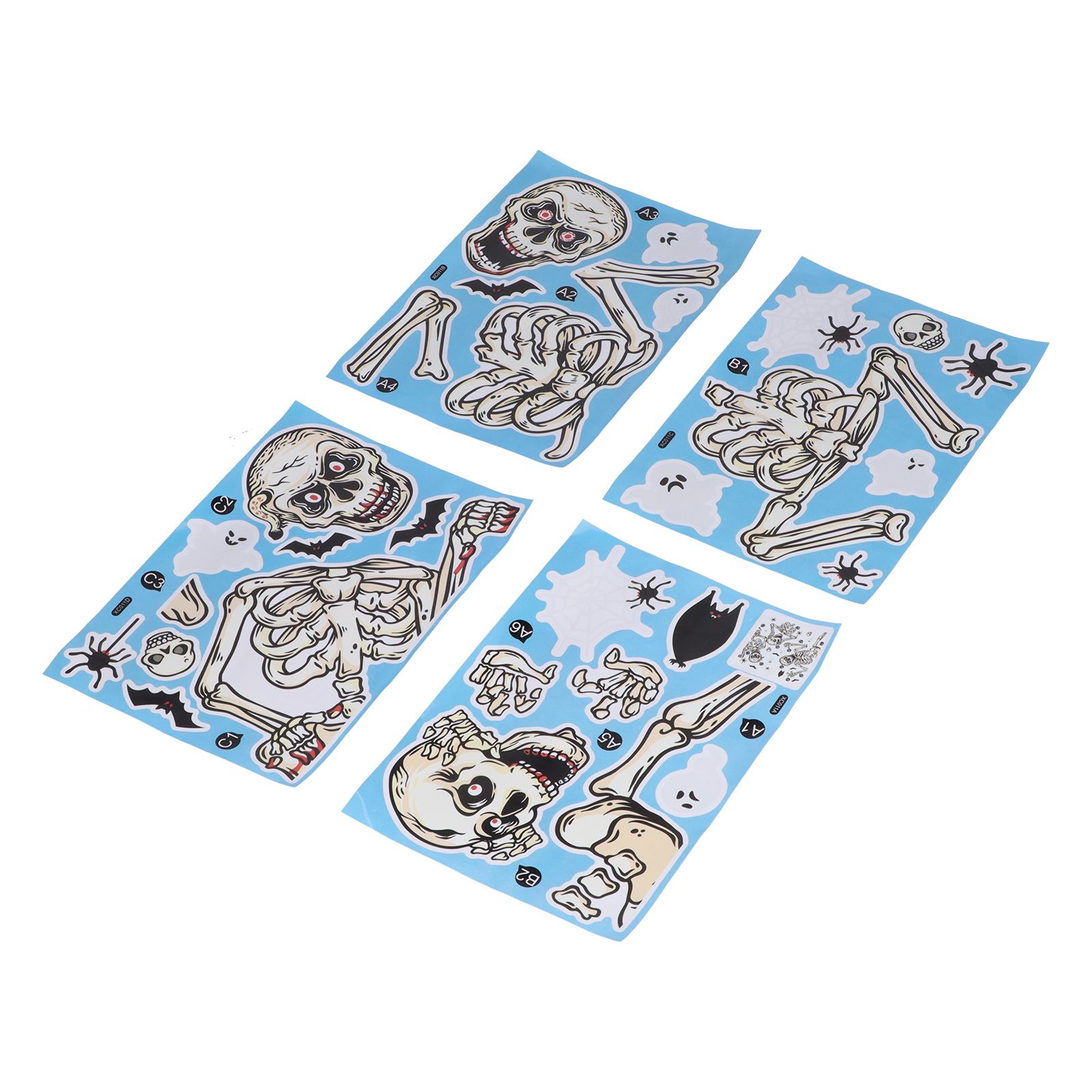 Decorative Wall Sticker Waterproof Skull Pattern 4Pcs Electrostatic