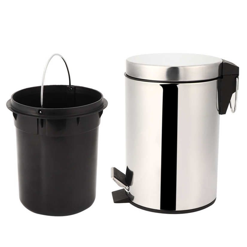 Garbage Bin 3L Household Stainless Steel Step Pedal Trash Can Dustbin Rubbish Container