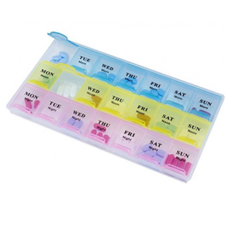Exclusive 7 Days Medicine Kit box organizer with 21 grids Week day medicine box from Morning-noon-night