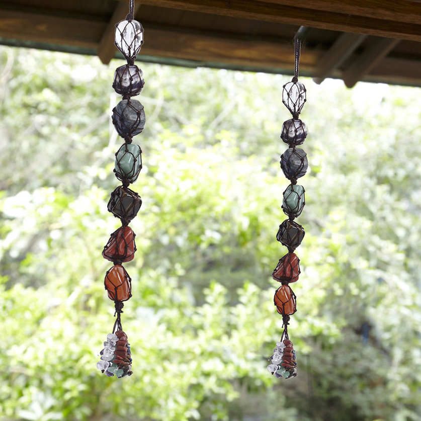 Chakra Stones Pendant 7 Colors Healing Crystals Gemstones Natural Decor Hanging Car Home Ornament