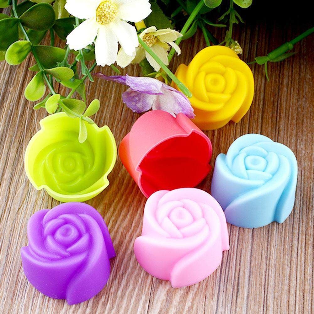 6 pcs /pack Rose Silicone Chocolate Mold Tool Cake Cupcake Rose Flower Modul Embossing Dessert Kitchen Baking Tools