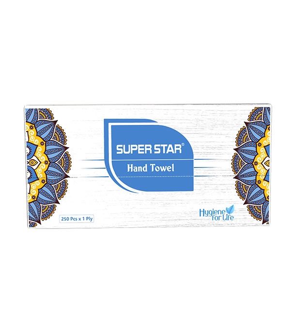 Super_Star Hand Towel White (250 X 1ply) 2 Pcs Combo