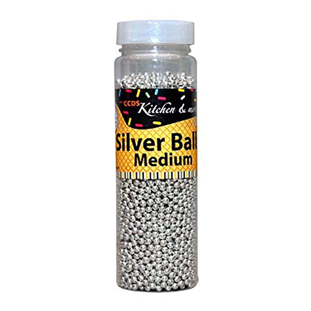 Silver Medium Size Balls for Cake Decoration, 125 Gm