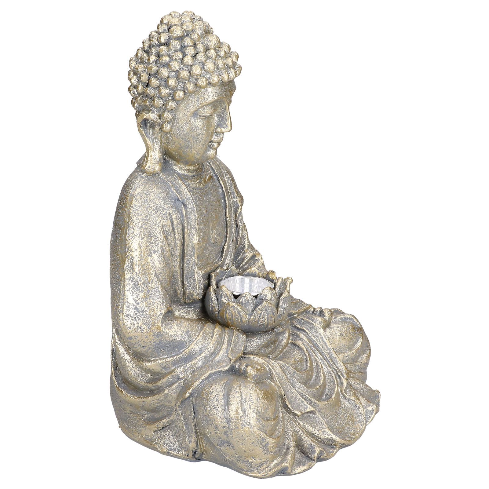 01 02 015 Buddha Statue Vivid Yard Light Flickering Solar Powered