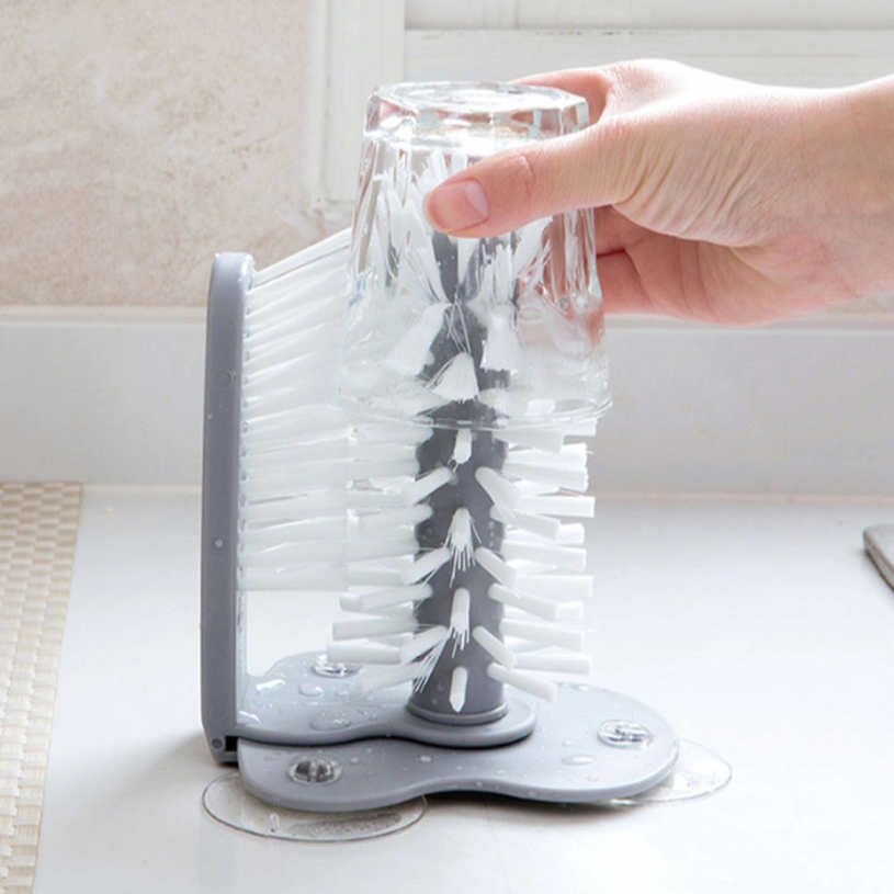 360°Glass Washer Cleaner Wall-washing Cup Brush with Double Sided Bristle