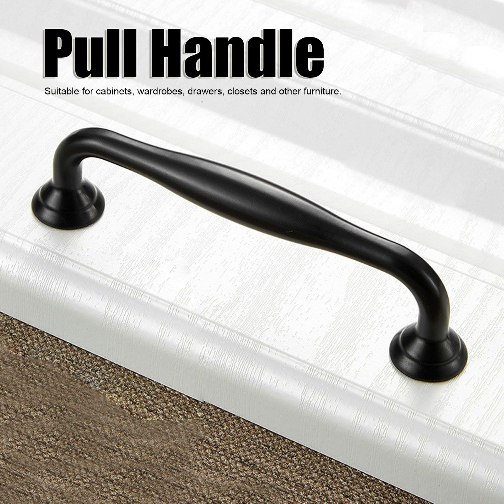 Furniture Accessory 5Set Door Handle Zinc Alloy Cabinet Closet Wardrobe Drawer Pull Knob Hardware Black