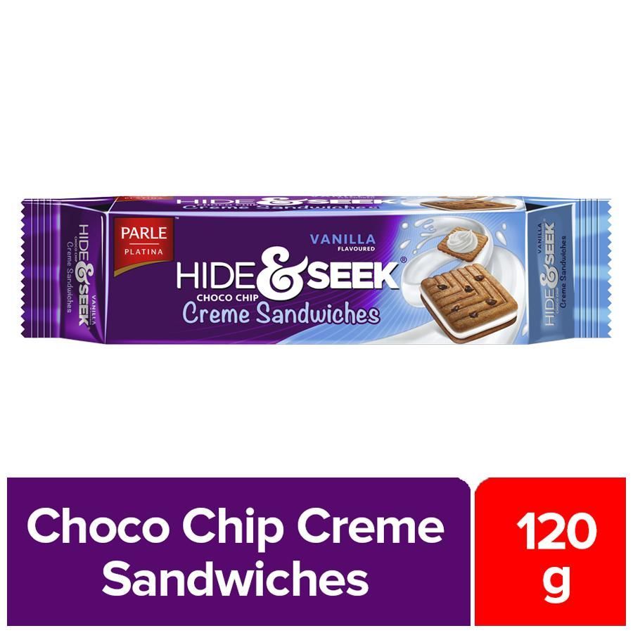 Parle Hide & Seek Vanilla Flavored Cream Sandwich, 120G