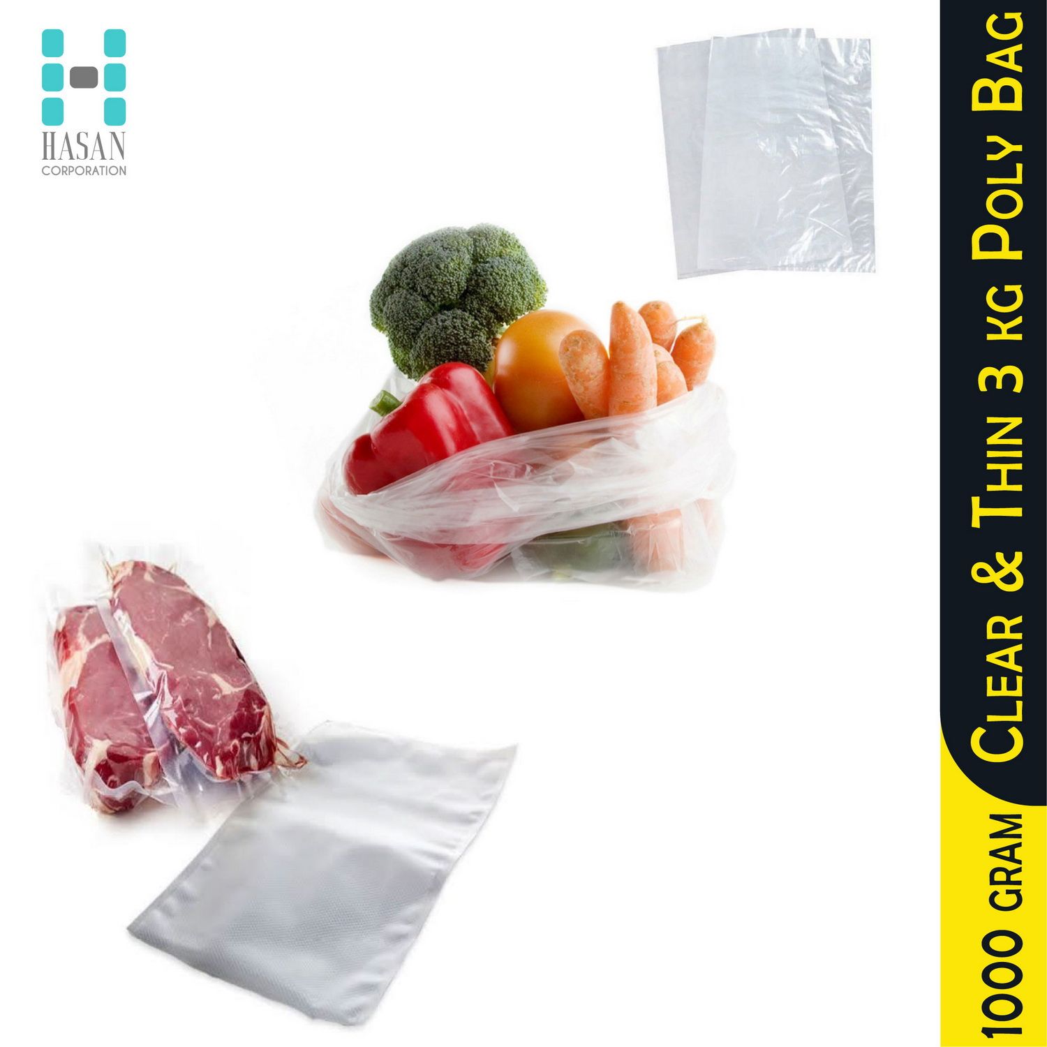 1000 Gram 12 x 16 inch Clean & Thin 3  kg OPP Carry Bag Clear Poly Bag