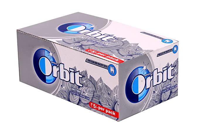 Orbit Chewing Gum Sweetmint Flavor Sugar Free 1 Box 32 Packet 140 gm