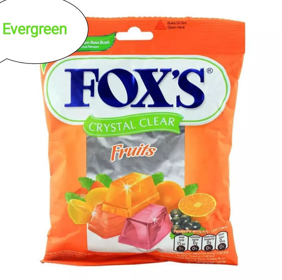 Fox'S Crystal Clear Fruits Flavored Candy pac 90 g.m