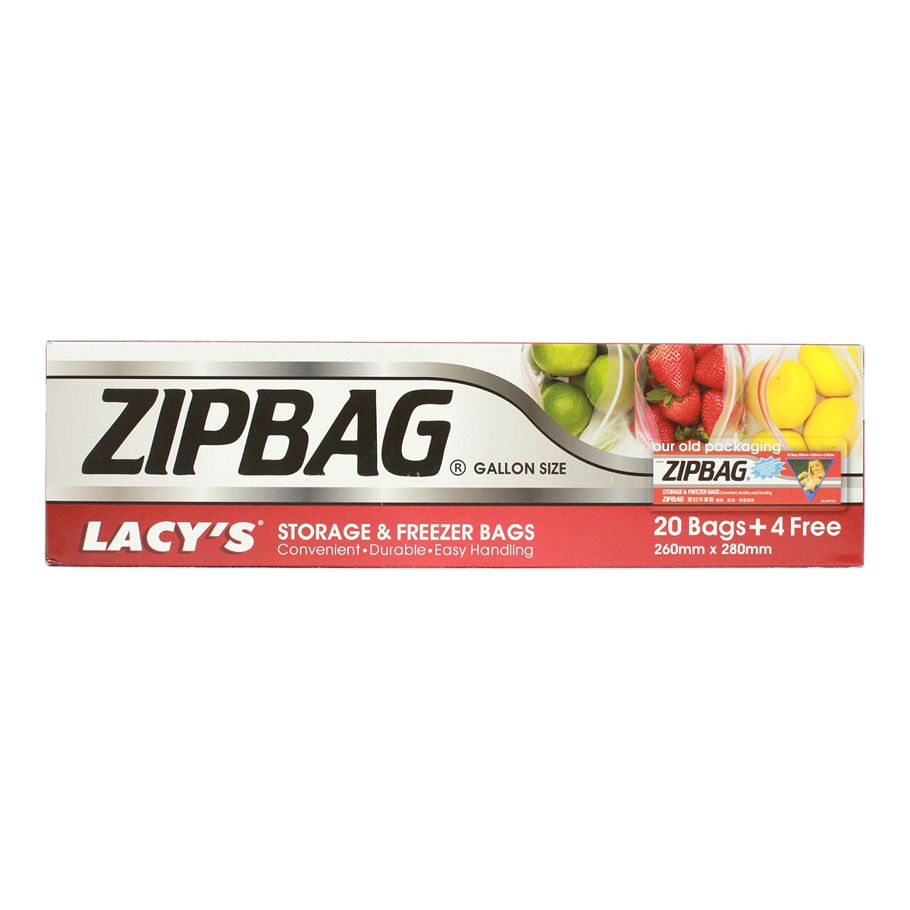 Lacy's Zipbag Gallon Size 260mm X 280mm (20 Bags+4 Free)